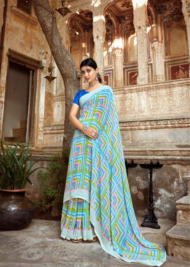 Lt Aabhushan Daily Wear Wholesale Printed Georgette Sarees Catalog
